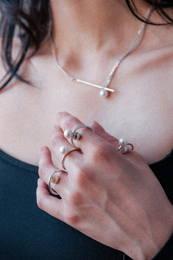 Bague Pénélope Double Perle Argent