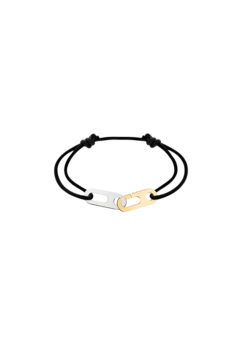 Large White & Yellow Gold Cuff Circe Cord Bracelet