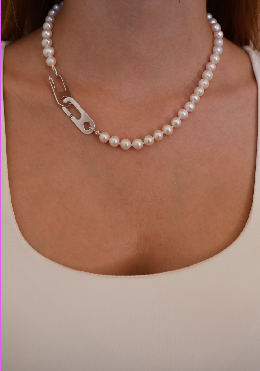 Yellow Gold XS Circe Cuff White Freshwater Pearls Necklace