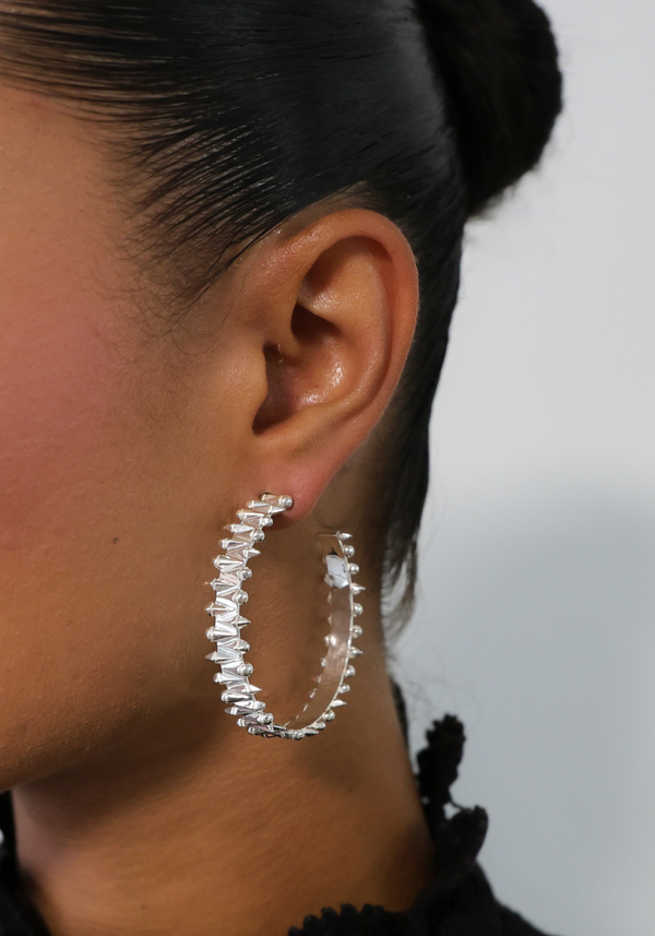 Boucle d'oreilles Créoles Clous Enlacés Grand Modèle