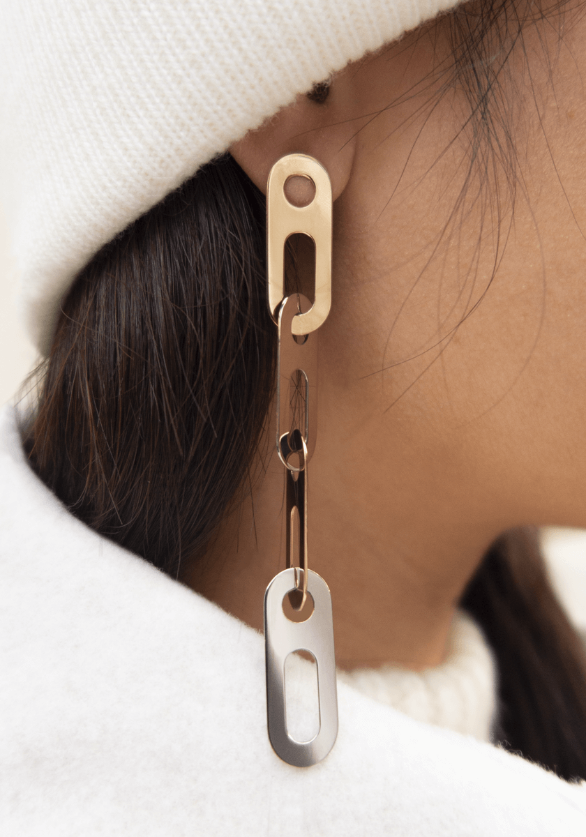 Boucles d'oreilles Circé Or Bicolore 4 Maillons