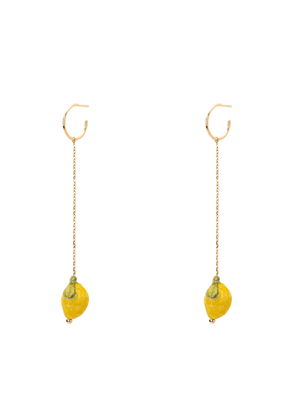 Boucles d'oreilles Citron Or Jaune Grand Modèle