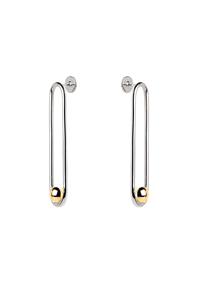 Boucles d'oreilles Nina Grand Modèle Or Jaune et Argent