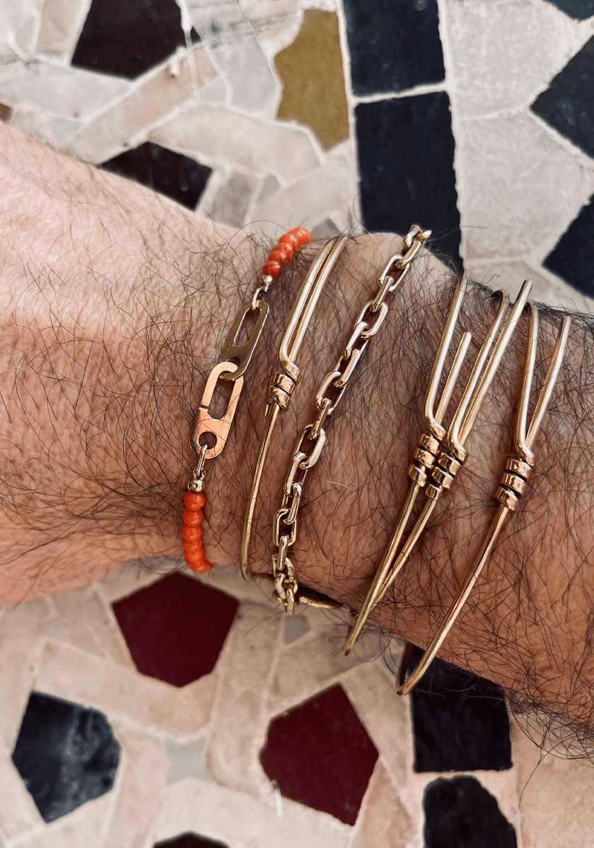 Bracelet Anneaux Circé XS Or Jaune et Perles Corail