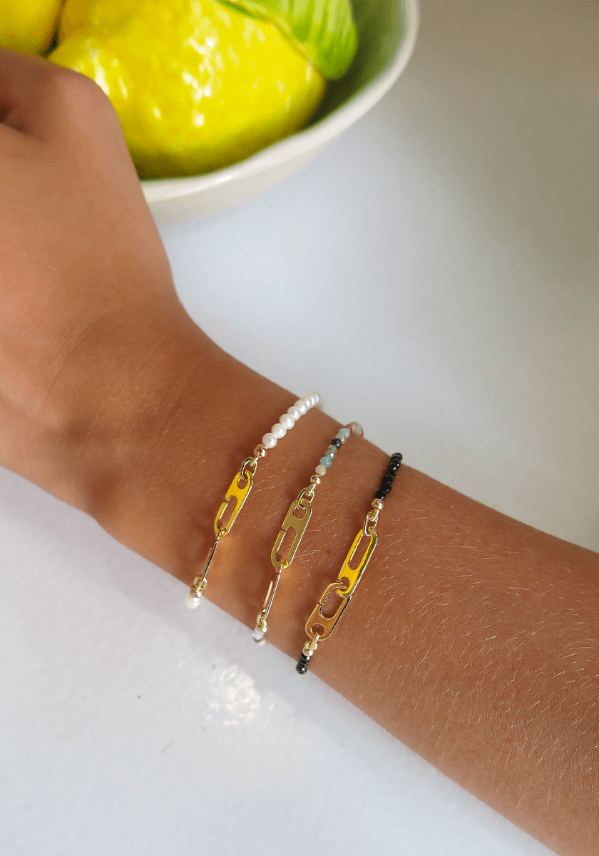 Bracelet Anneaux Circé XS Or Jaune et Perles Multicolores