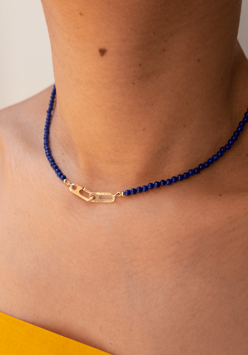 Collier Anneaux Circé XS Or Jaune et Lapis-lazuli