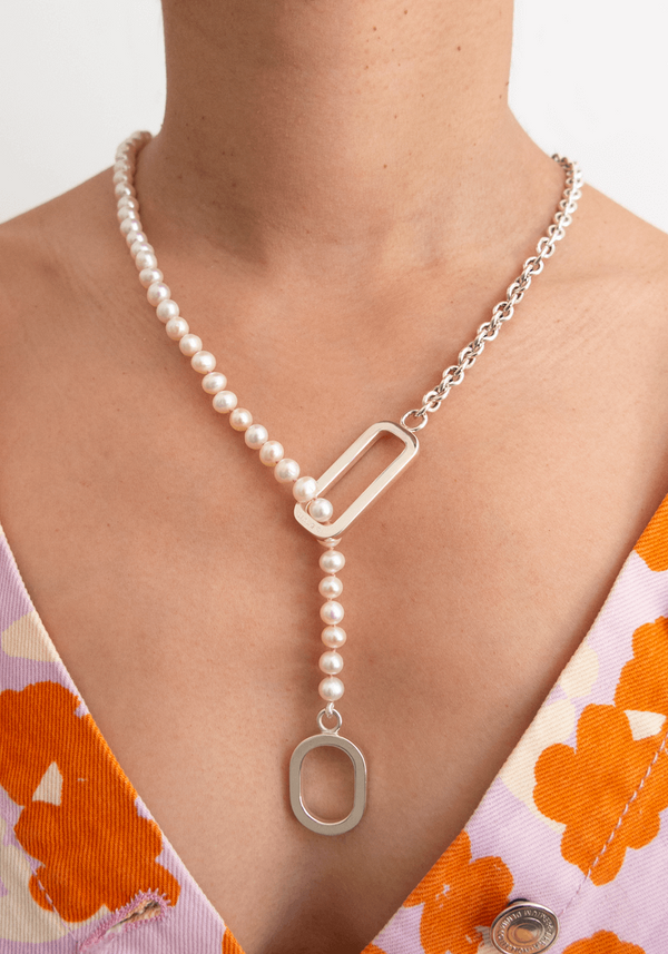 Collier Lio Perles Blanches et Argent
