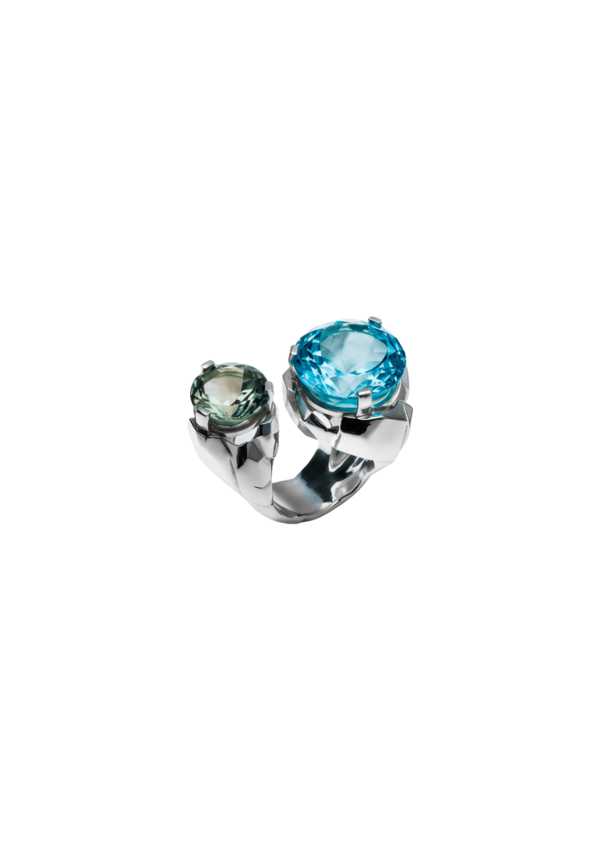 Bague Cécile Prasiolite Topaze Bleue