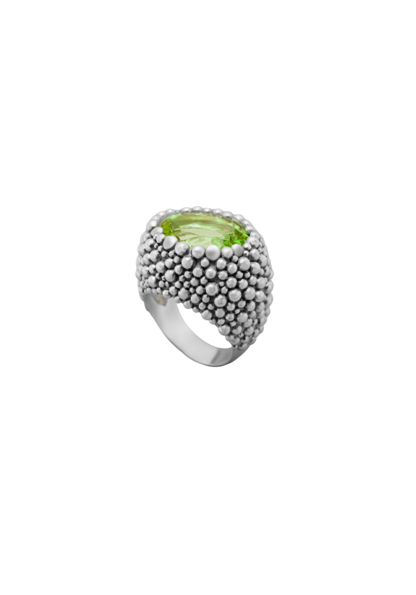 Textured Champagne Ring with Stone
