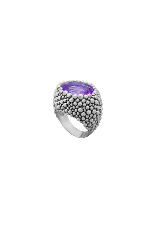 Textured Champagne Ring with Stone