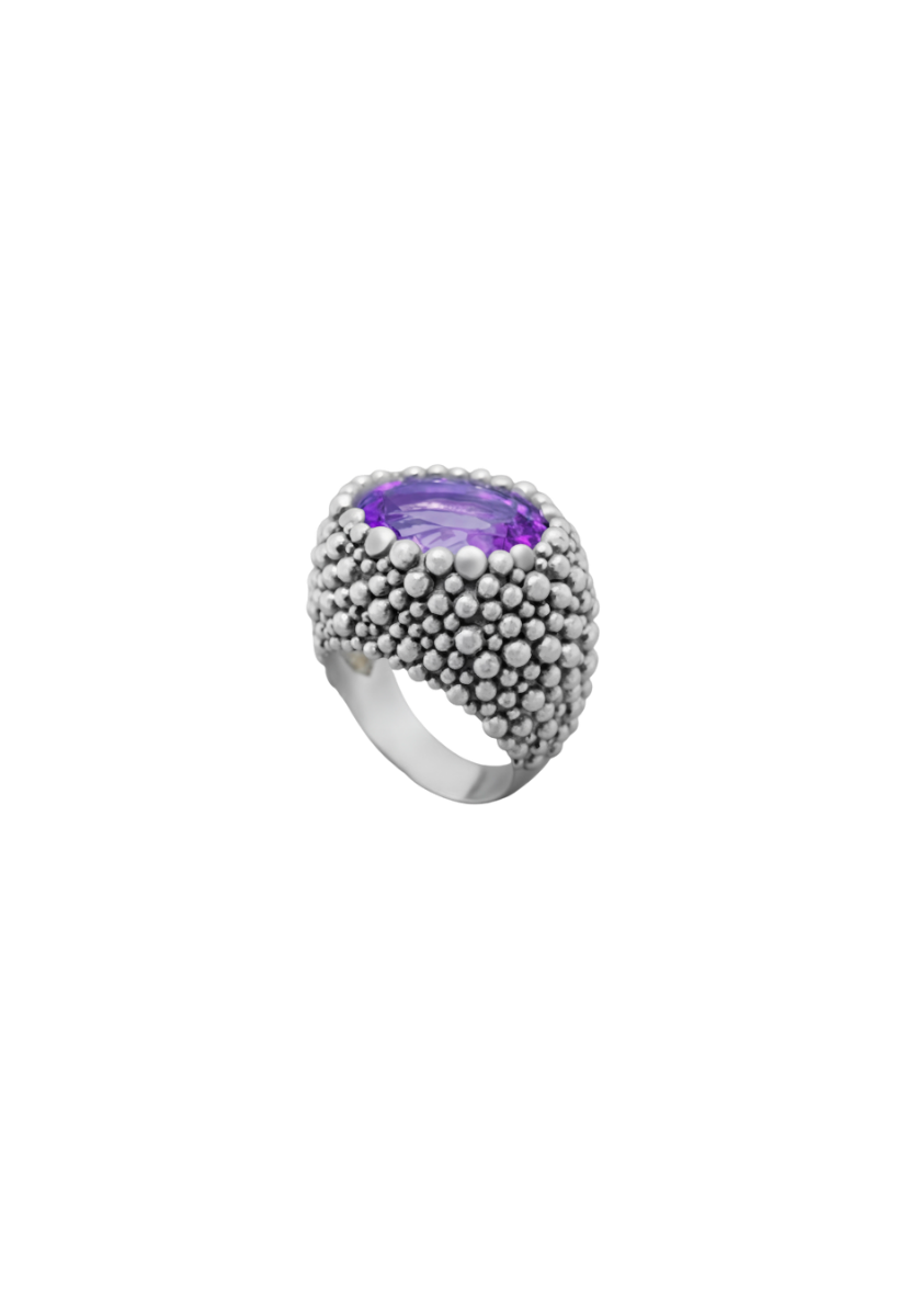 Textured Champagne Ring with Stone