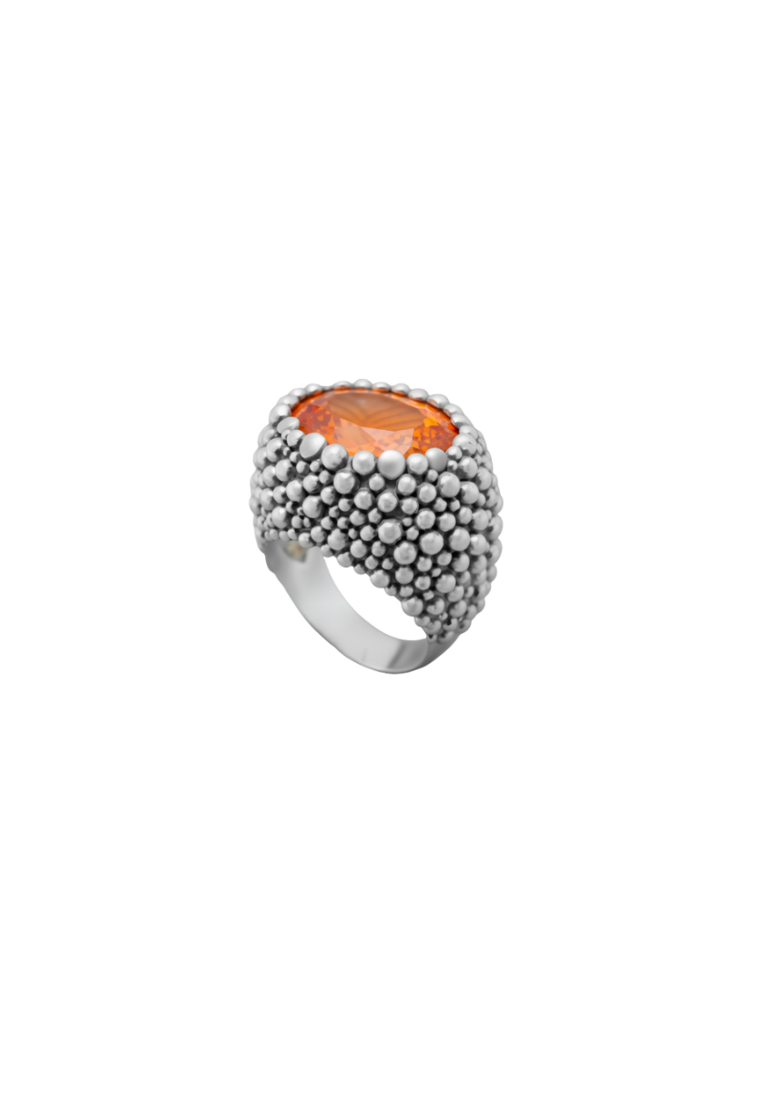 Textured Champagne Ring with Stone