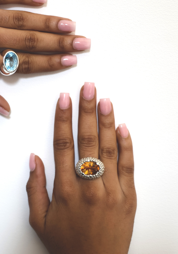 Textured Champagne Ring with Stone
