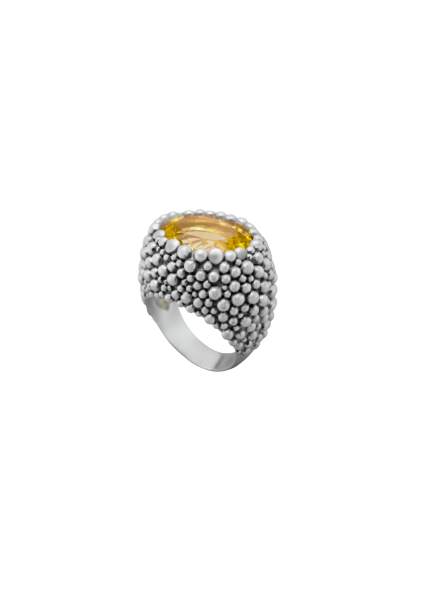 Textured Champagne Ring with Stone
