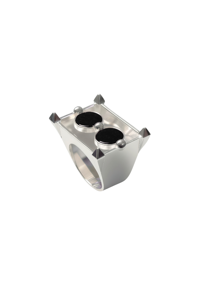 Rectangular Intertwined Stud Signet Ring
