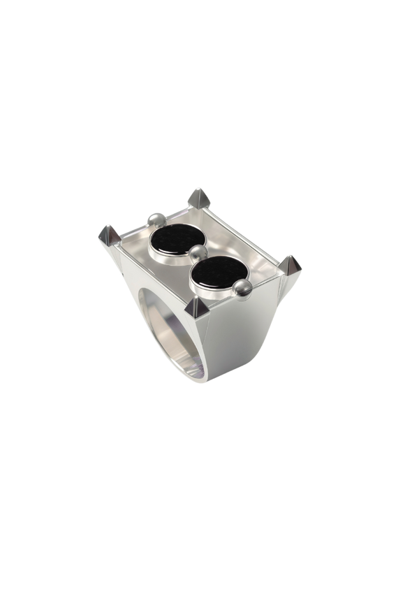 Bague Chevalière Clous Enlacés Rectangulaire