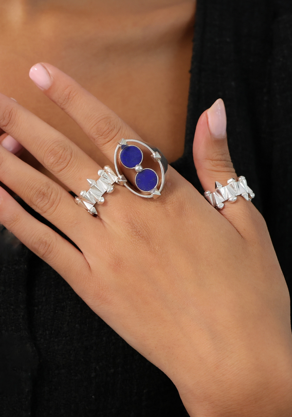 Bague Chevalière Clous Enlacés Ovale