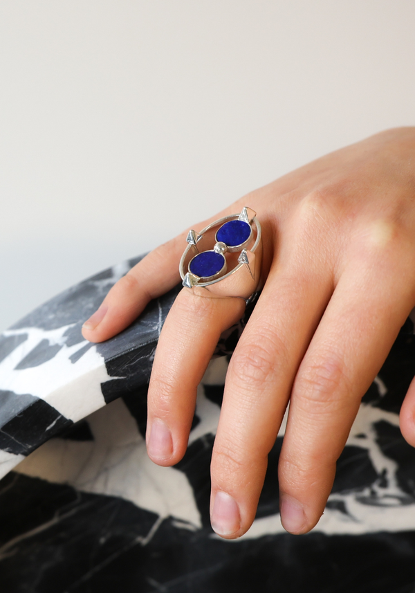 Bague Chevalière Clous Enlacés Ovale
