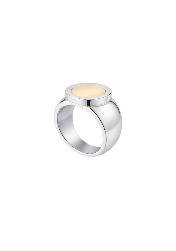 Small Yellow Gold and Silver Signet Ring