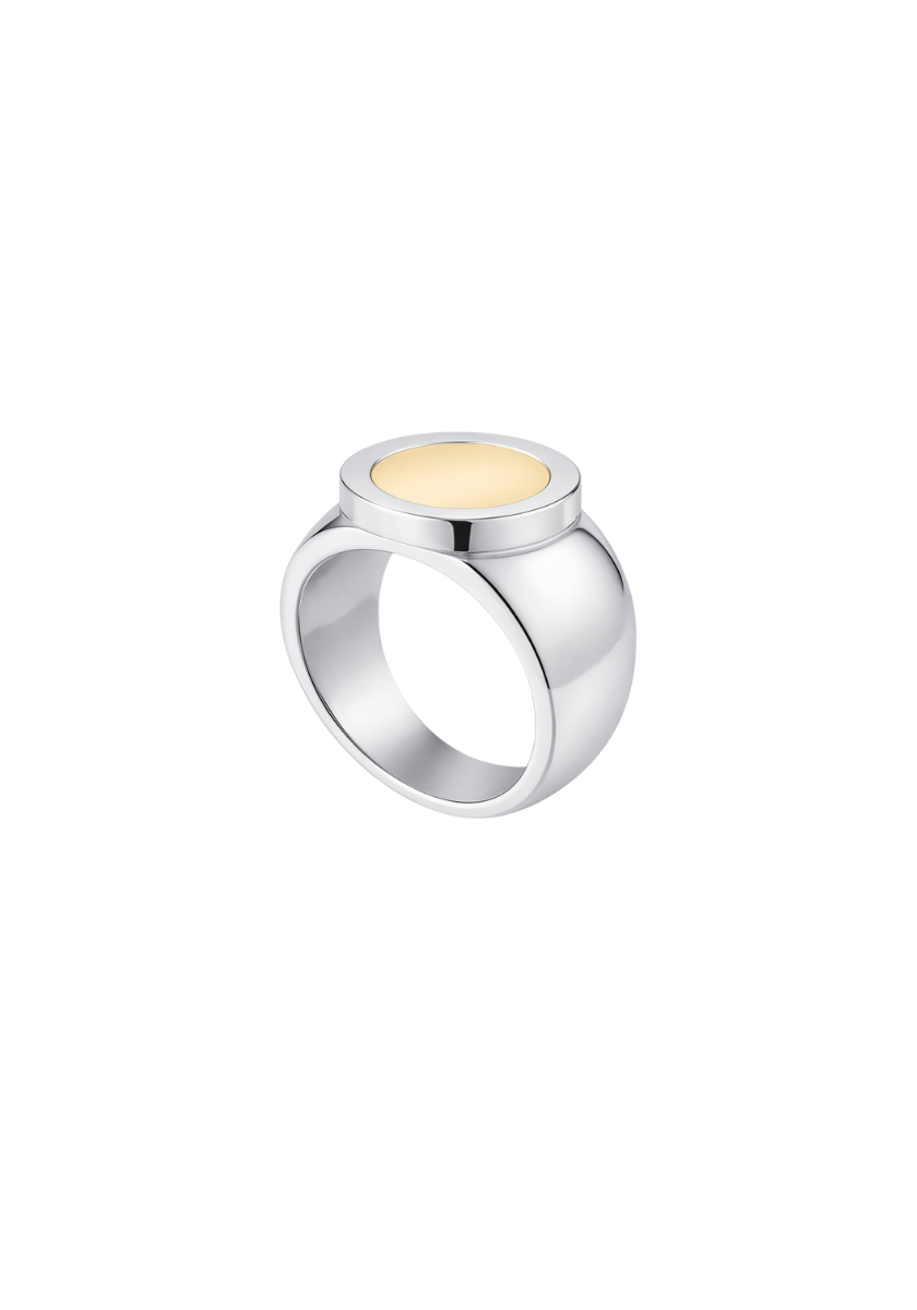 Small Yellow Gold and Silver Signet Ring
