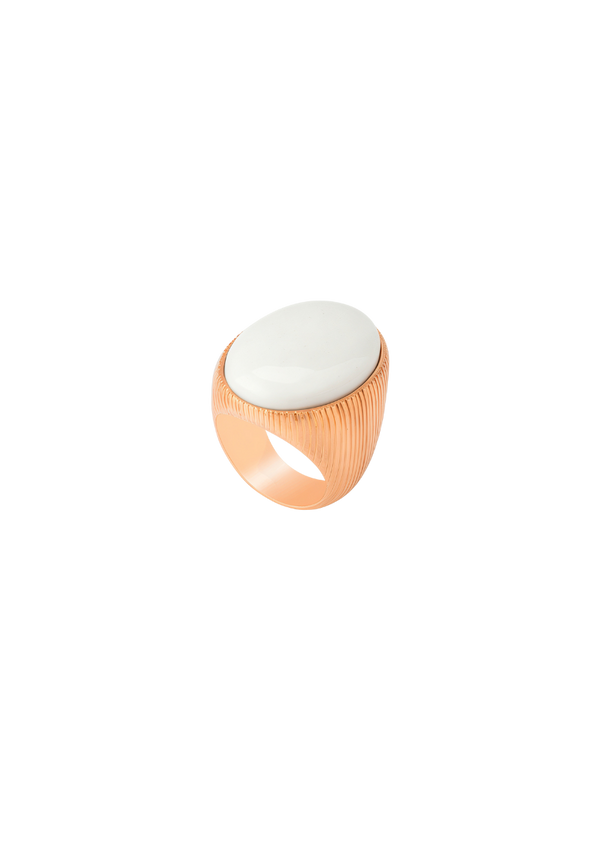 Bague Geneviève Or Rose Agate Blanche