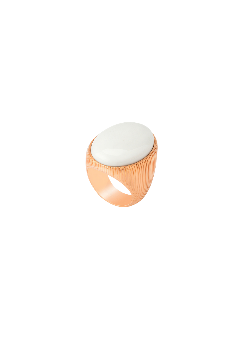 Bague Geneviève Or Rose Agate Blanche