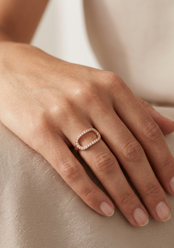 Diamonds and Pink Gold Lea Ring