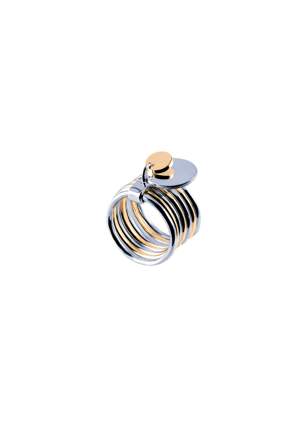 Bague Seven Médaille Or Jaune et Argent