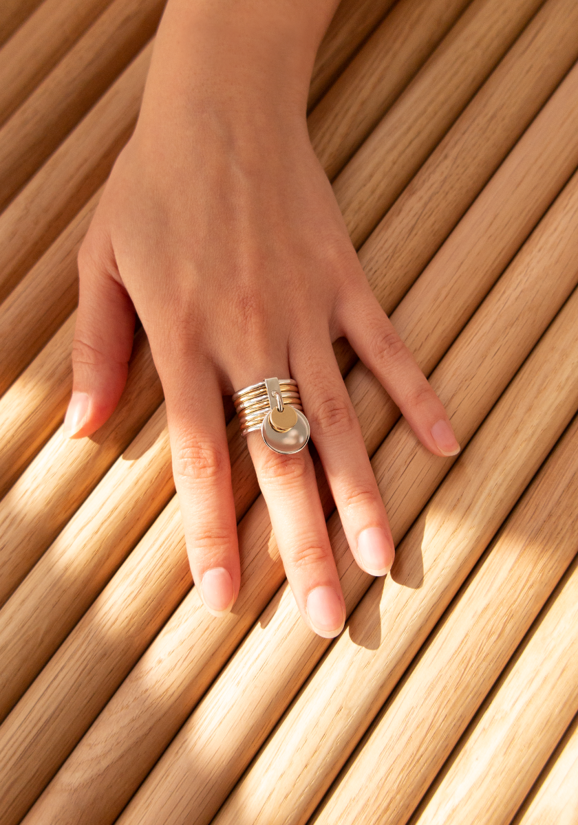 Bague Seven Médaille Or Jaune et Argent