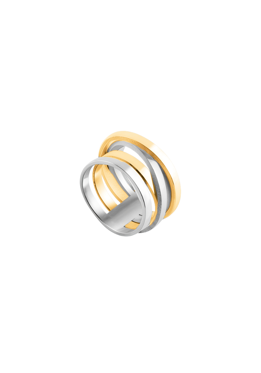 Small Yellow Gold and Silver Spiral Ring