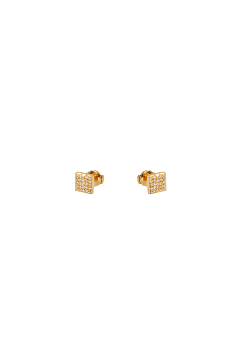 Boucles d'oreilles Carré Or et Diamants