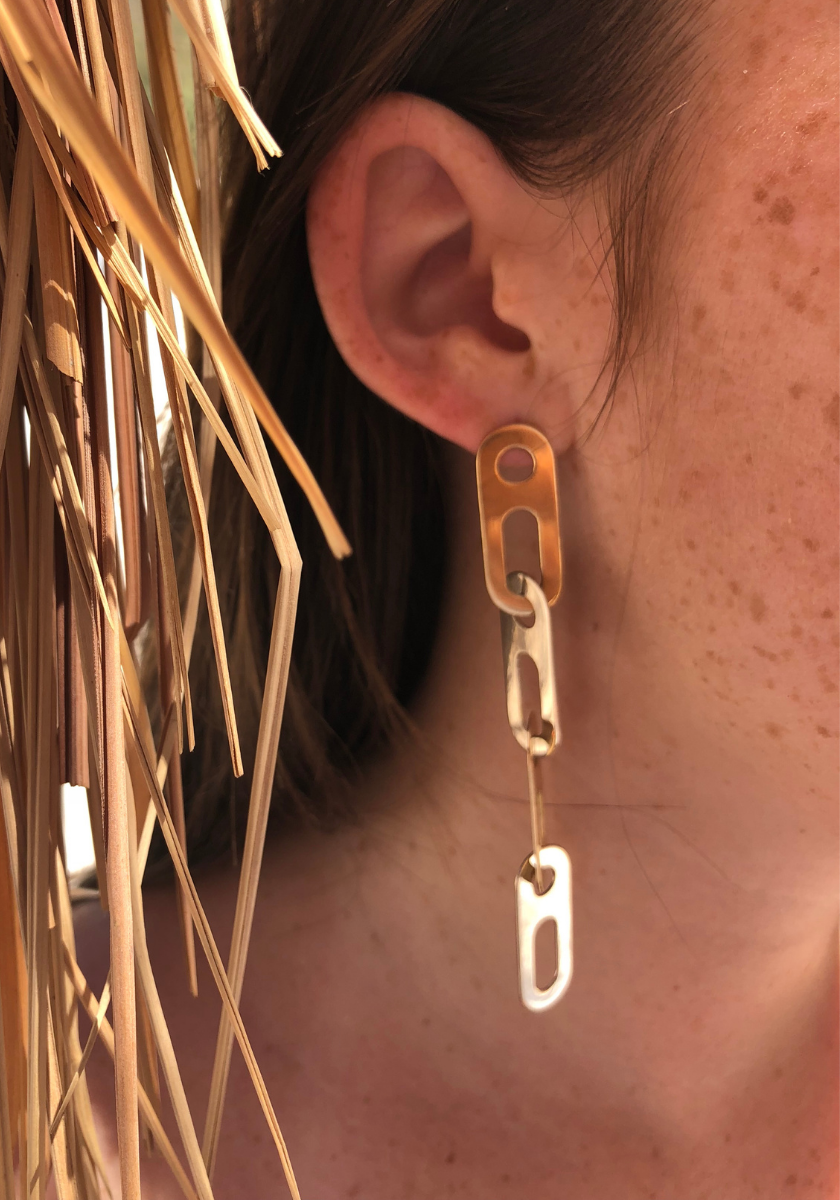 Circe Two-Tone Gold 4-Link Earrings