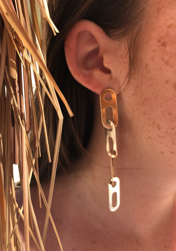 Boucles d'oreilles Circé Or Bicolore 4 Maillons