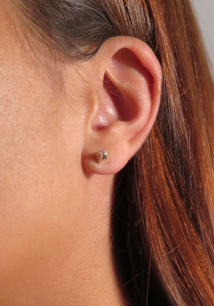 Large Mono Pyramid Stud Earring