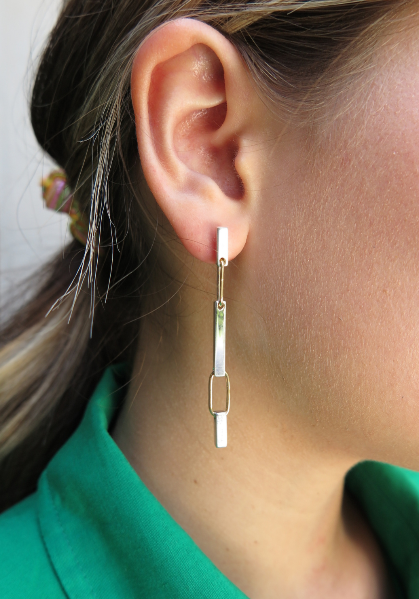 Boucles d'oreilles Milan Petit Modèle Or Jaune et Argent