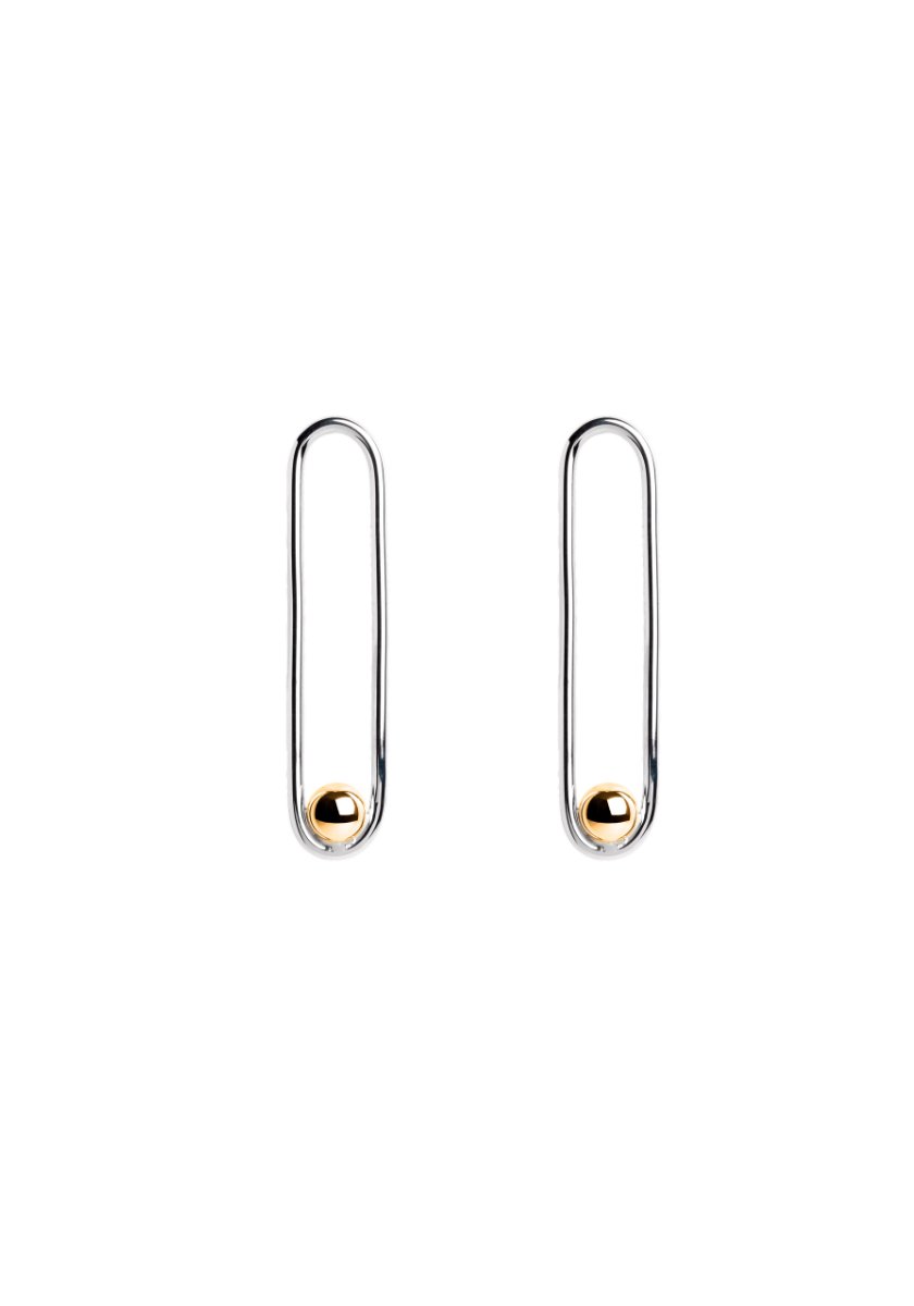 Boucles d'oreilles Nina Grand Modèle Or Jaune et Argent