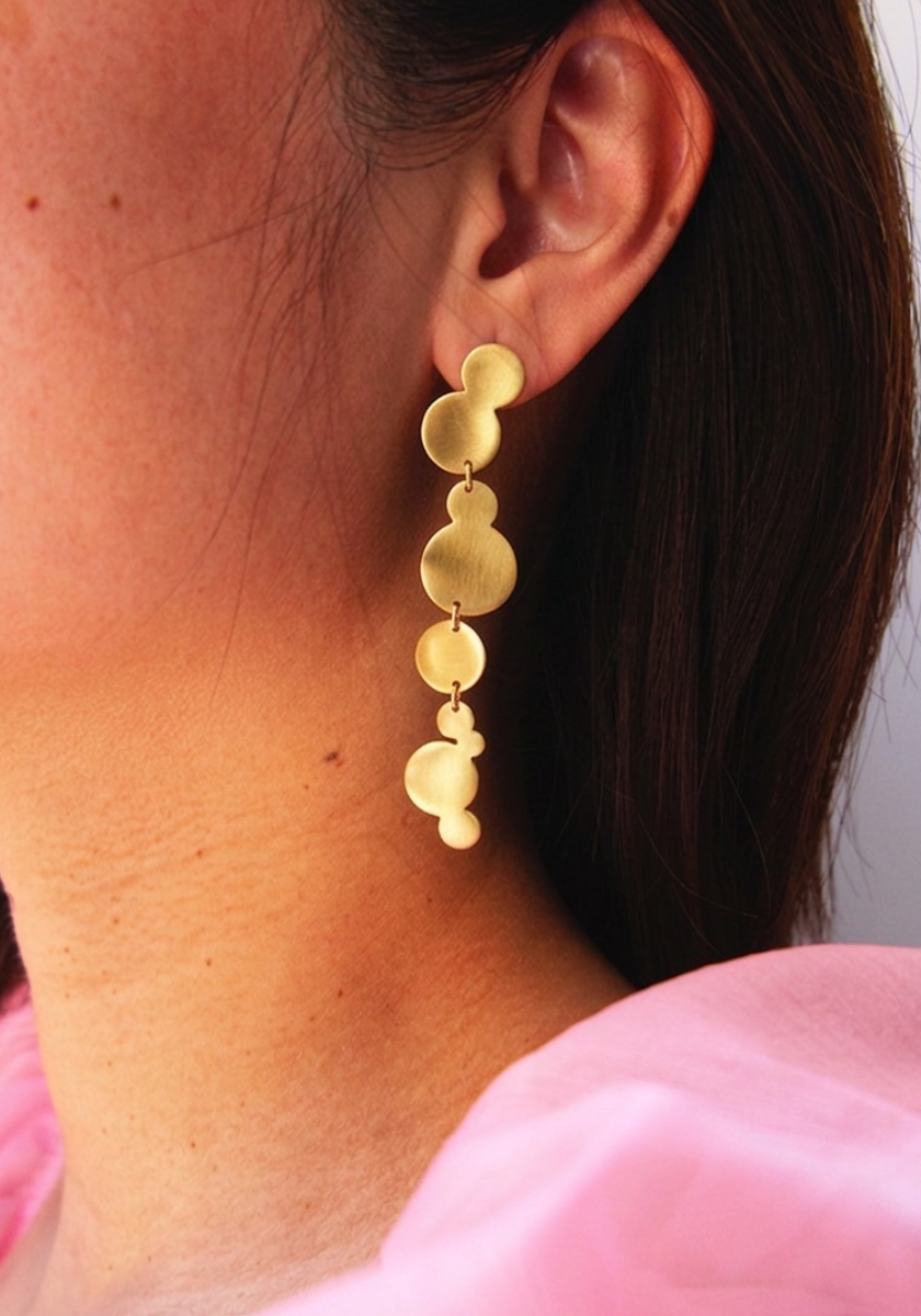 Gold Articulated Cloud Earrings