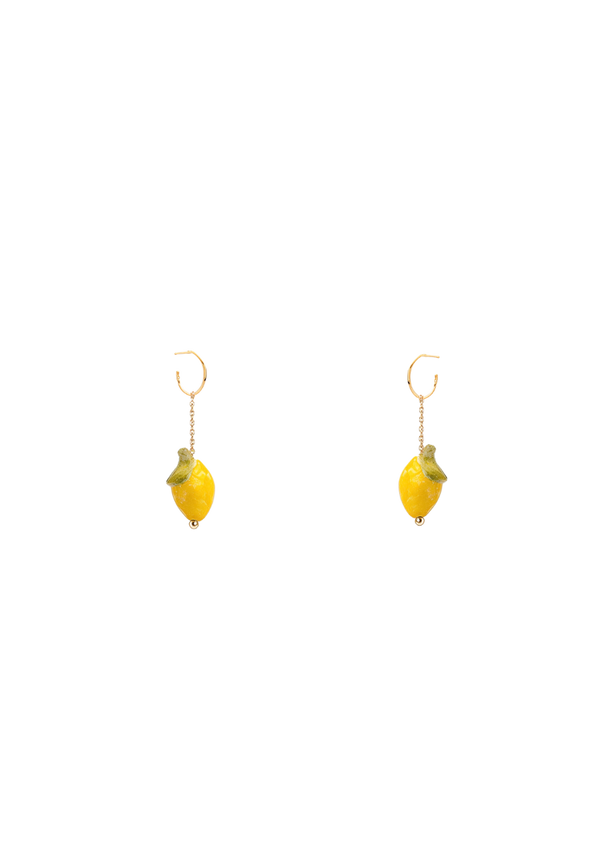 Small Lemon Yellow Gold Earrings