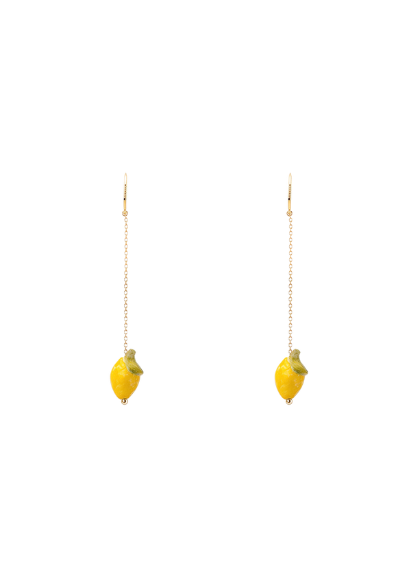 Boucles d'oreilles Citron Or Jaune Grand Modèle