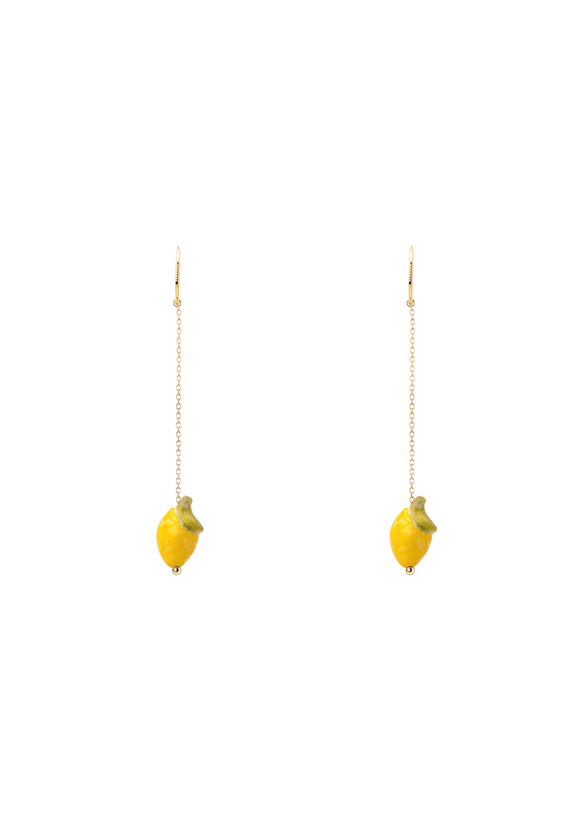 Boucles d'oreilles Citron Or Jaune Grand Modèle