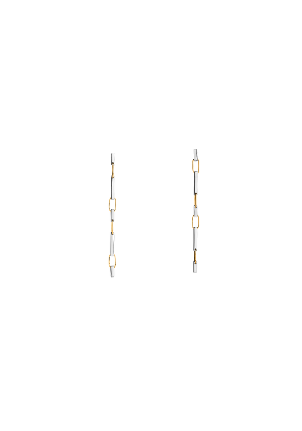 Boucles d'oreilles Milan Grand Modèle Or Jaune et Argent