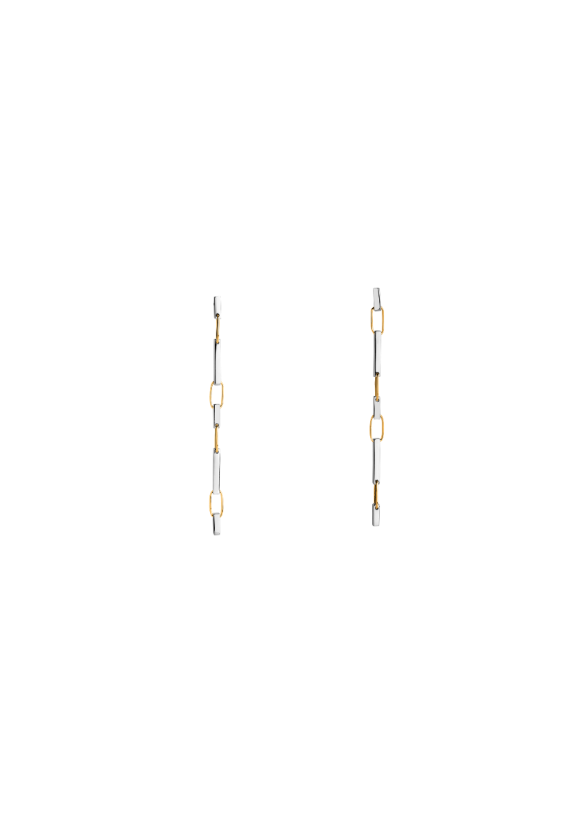 Silver and Yellow Gold Long Milano Earrings