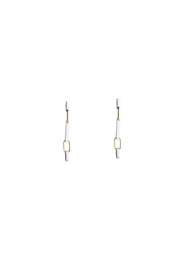 Silver and Yellow Gold Short Milano Earrings