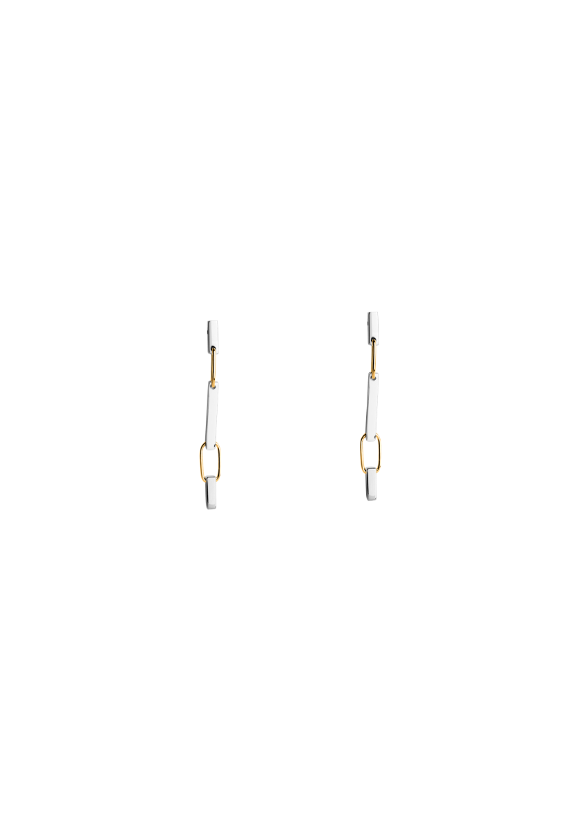 Boucles d'oreilles Milan Petit Modèle Or Jaune et Argent
