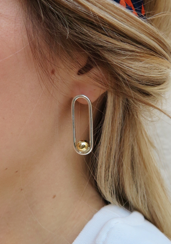 Yellow Gold and Silver Small Nina Earrings