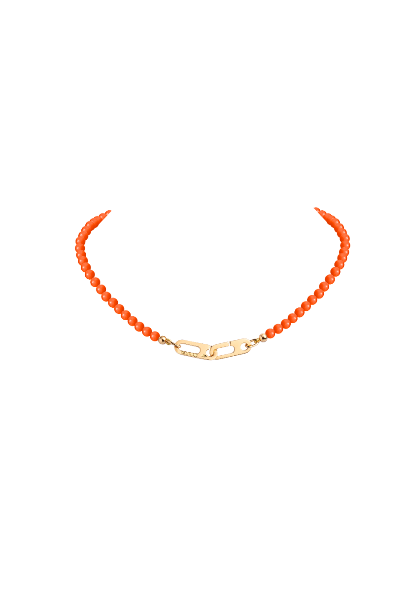 Collier Anneaux Circé XS Or Jaune et Perles Corail