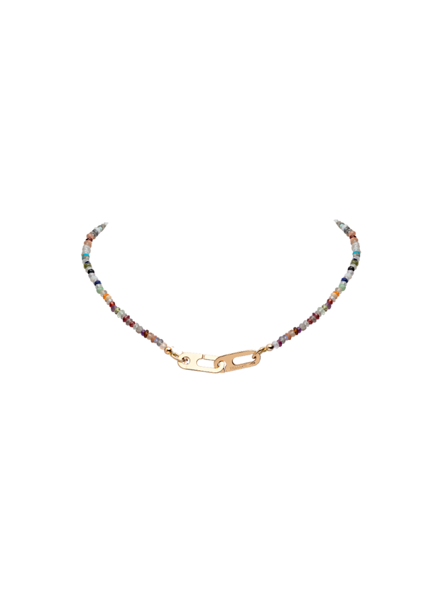Collier Anneaux Circé XS Or Jaune et Perles Multicolores