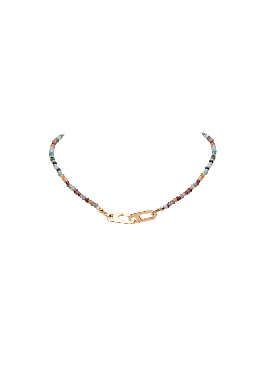Collier Anneaux Circé XS Or Jaune et Perles Multicolores