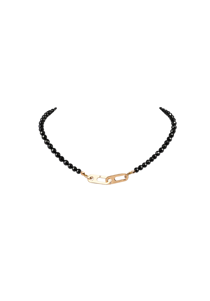 Collier Anneaux Circé XS Or Jaune et Perles Spinelles Noires