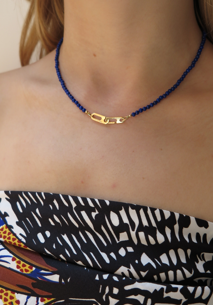 Collier Anneaux Circé XS Or Jaune et Lapis-lazuli